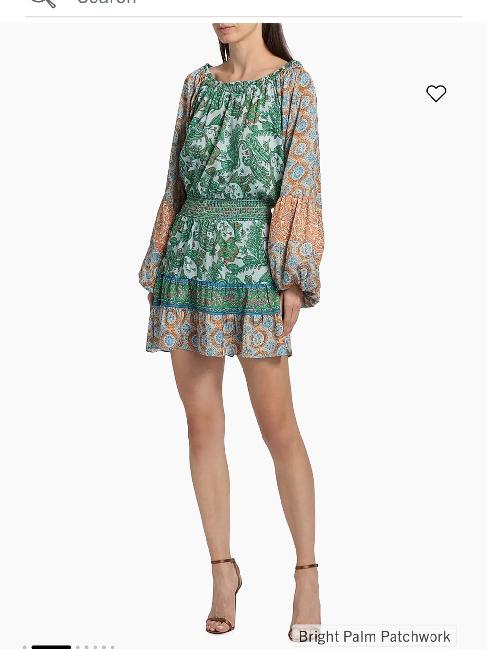 Ramy Brook Claudine Paisley Dress Off Shoulder Smocked Mini M - Picture 5 of 7